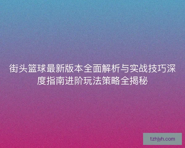街头篮球最新版本全面解析与实战技巧深度指南进阶玩法策略全揭秘