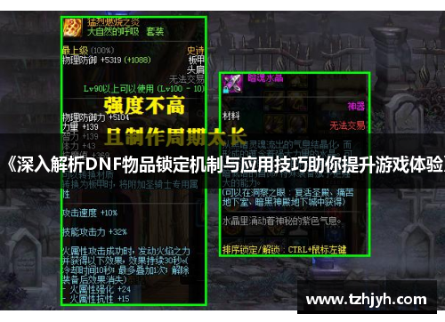 《深入解析DNF物品锁定机制与应用技巧助你提升游戏体验》