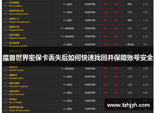 魔兽世界密保卡丢失后如何快速找回并保障账号安全